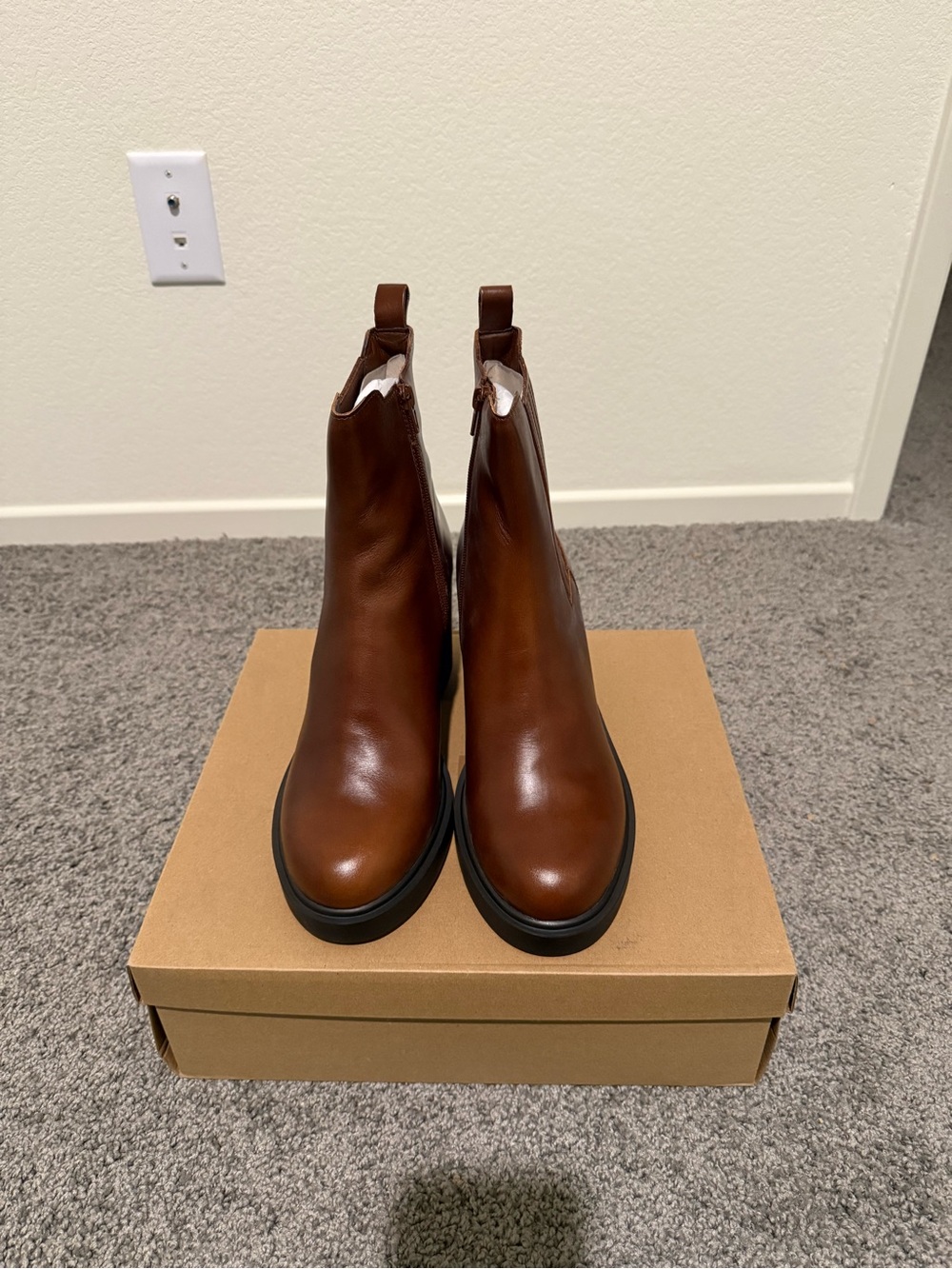 Steve Madden Cognac Leather Chelsea Booties